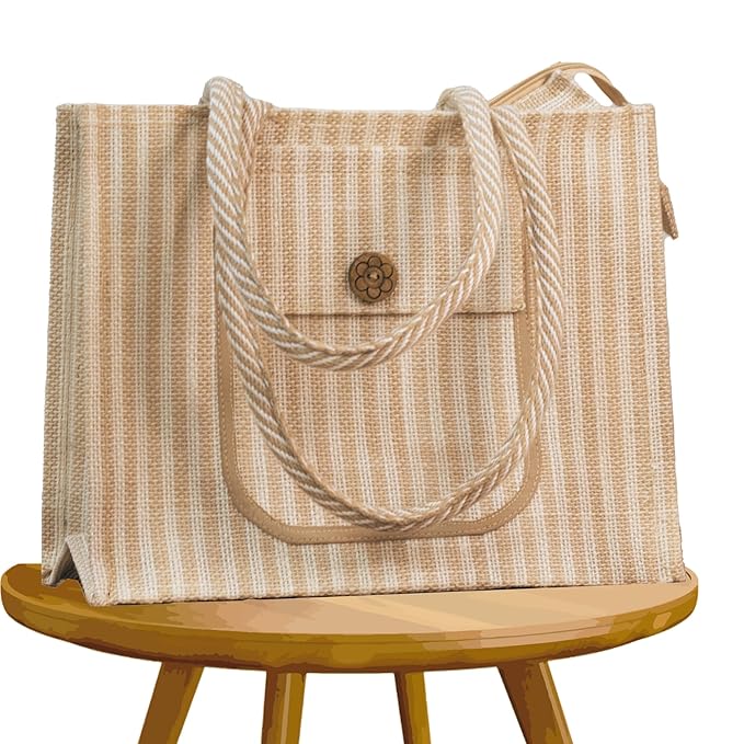 Jute bag for lunch | jute bag with Zip for women | Jute bag for carrying tiffin to office men | Jute shopping bag