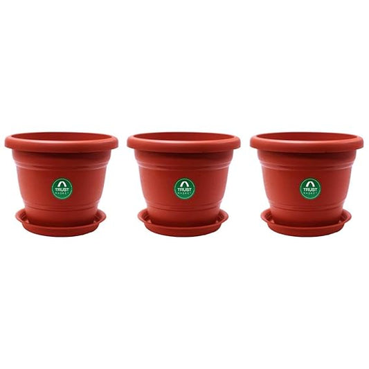 pots with Bottom Plates - 3 Pcs (6 inch) | Gamla for Plants with Saucer