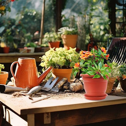 pots with Bottom Plates - 3 Pcs (6 inch) | Gamla for Plants with Saucer