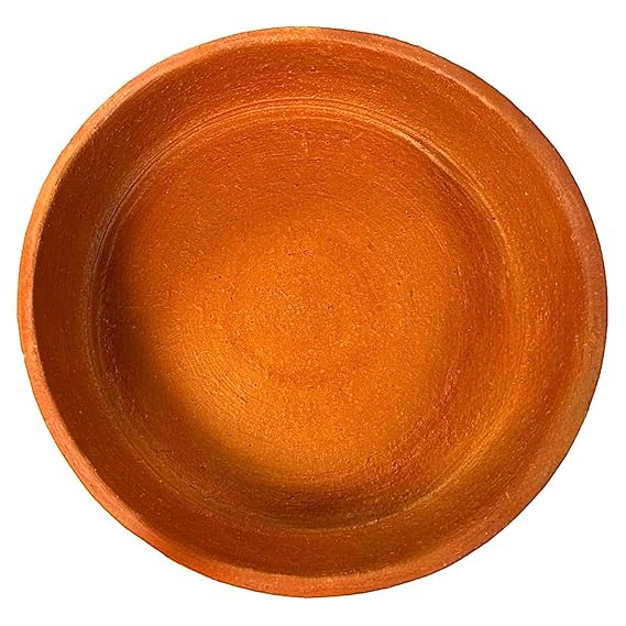 Water Tray, Bath tub for Birds in Balcony, Garden and cage - Brown, Clay, Small 12cm, Set of 2